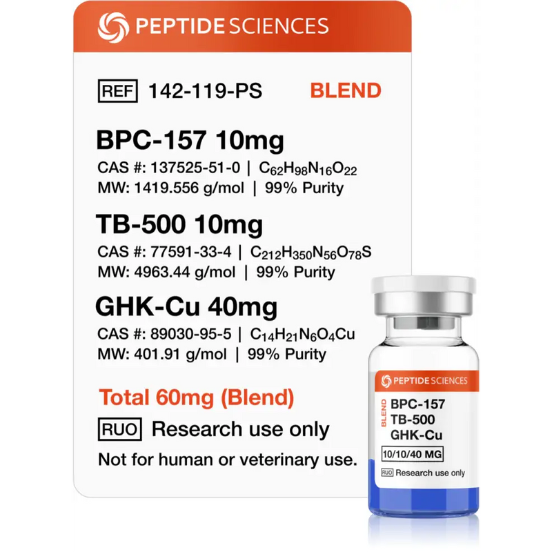BPC-157 TB-500 GHK-Cu (Glow Blend) 60mg - Peptide Sciences - Peptídeo