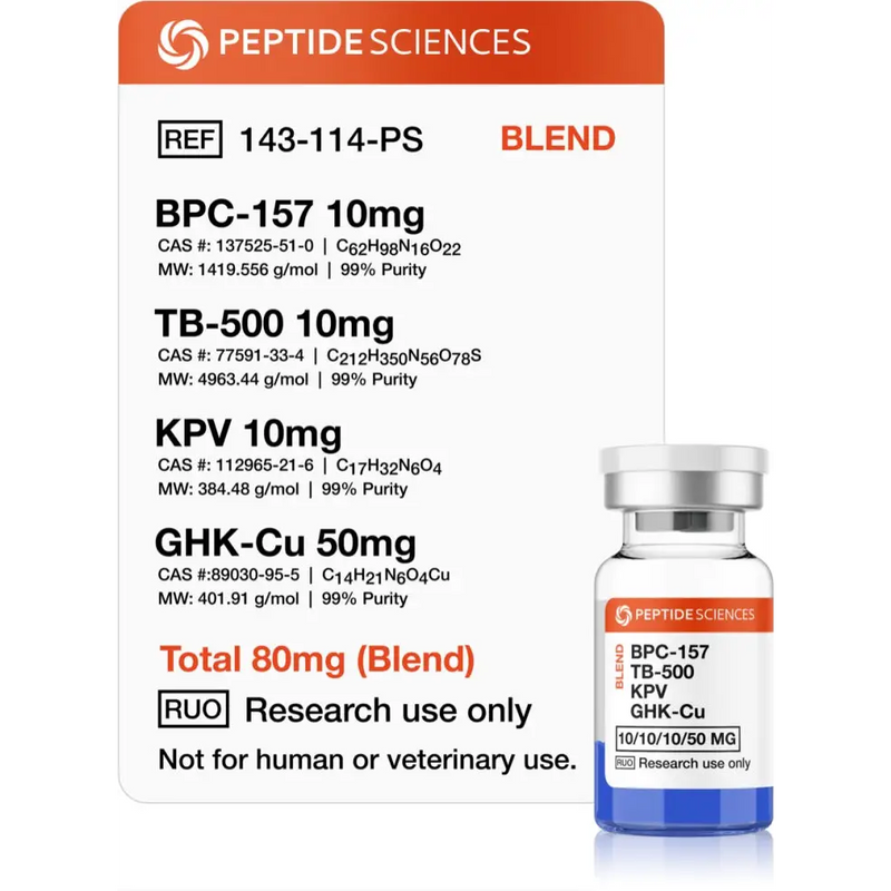 BPC-157 TB-500 KPV GHK-Cu 80mg (Klow Blend) - Peptide Sciences - Peptídeo