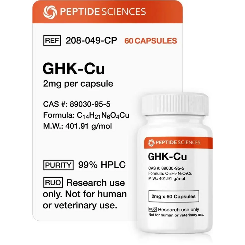 GHK-Cu (2mg x 60 Capsules) (Copper Tripeptide) - Peptide Sciences - Peptídeo